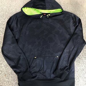 Men's FILA SPORT Logo Black Abstract Camo Sweatshirt Hoodie Sz Large Cold Gear